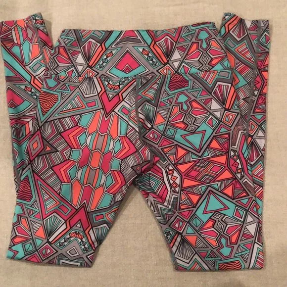 ASICS Leggings Geometric green, Peach, Pink design size SMALL - Picture 4 of 8